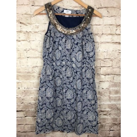 LOFT Dresses Ann Taylor Loft Sleeveless Blue Sequin Dress 2 Poshmark